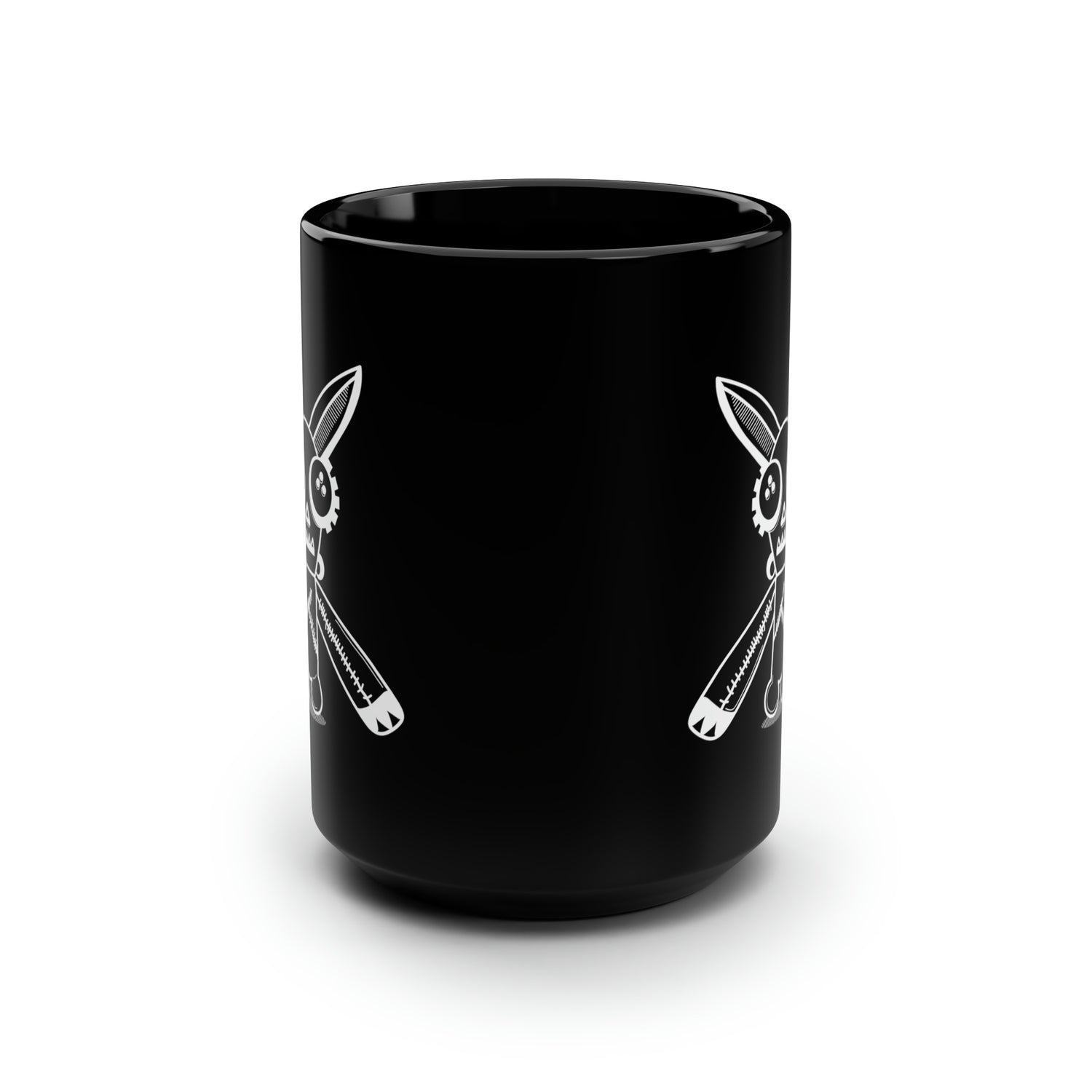 Undead Robot Bunny Black Mug, 15oz