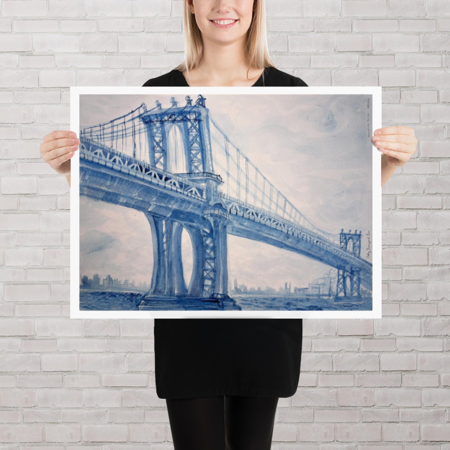 (Print) Watercolor painting of Manhattan Bridge
